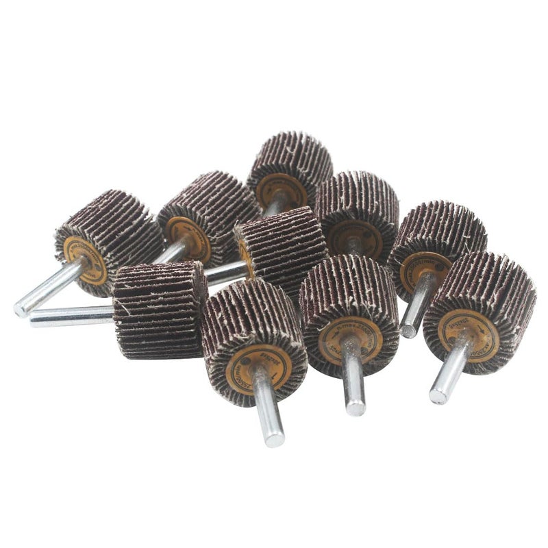 JUNLIXN 10 Pcs 30mm Flap Wheels, 1/4'' Shank 80 Grit Aluminum Oxide Grain Mounted Flap Sanding Wheel for Drill, Grinder, Rotary Tools - Image 2